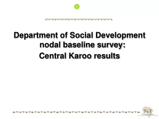 Department of Social Development nodal baseline survey: Central Karoo results