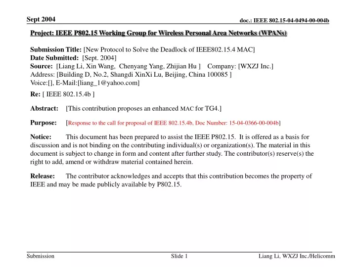 project ieee p802 15 working group for wireless