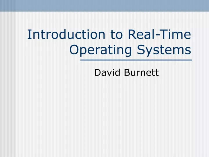 introduction to real time operating systems