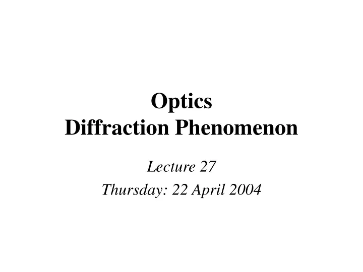 optics diffraction phenomenon