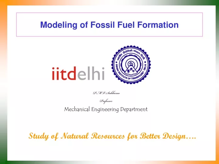 modeling of fossil fuel formation