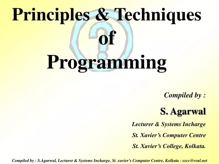 principles techniques of programming
