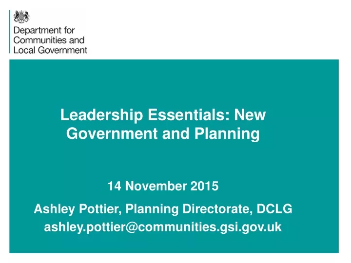 leadership essentials new government and planning
