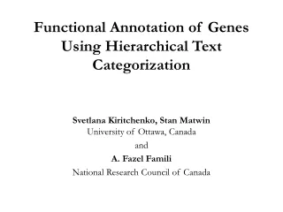 Functional Annotation of Genes Using Hierarchical Text Categorization
