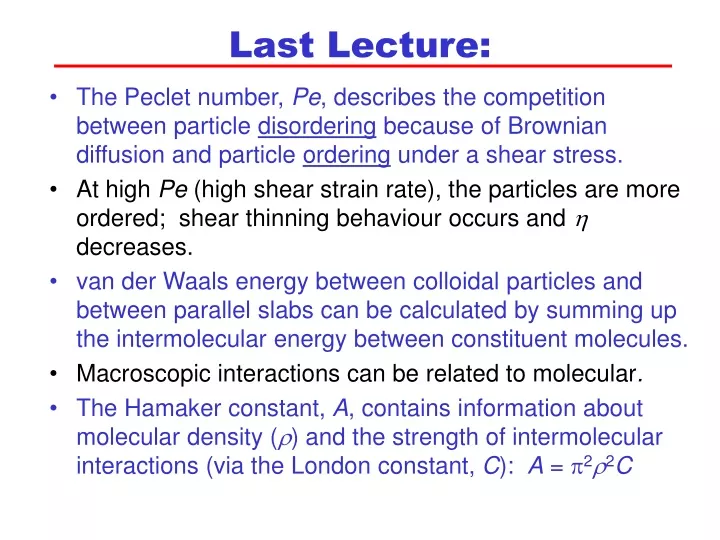 last lecture