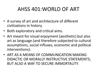 AHSS 401:WORLD OF ART
