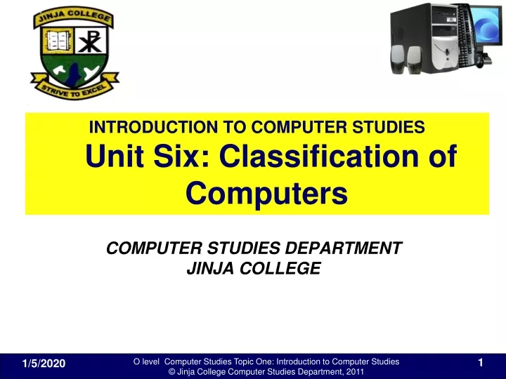 introduction to computer studies unit six classification of computers