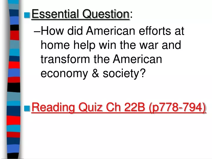 essential question how did american efforts