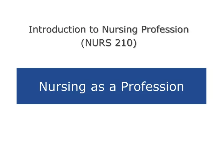nursing as a profession