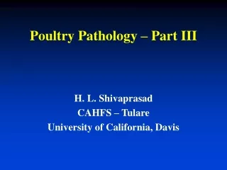Poultry Pathology – Part III