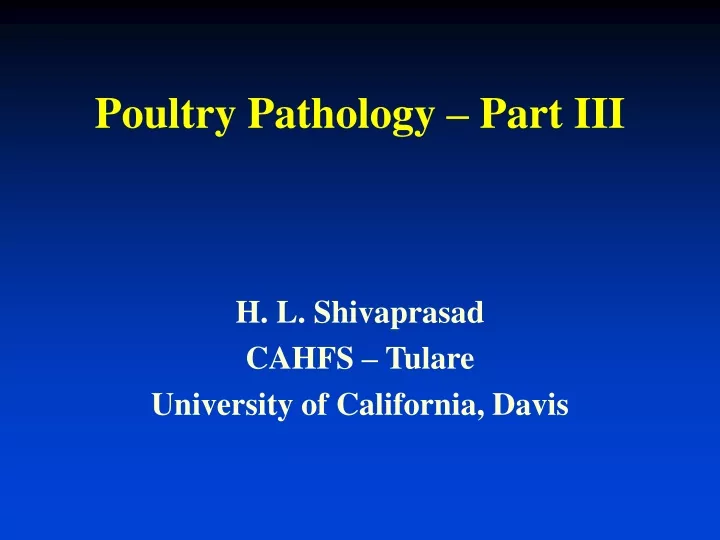 poultry pathology part iii