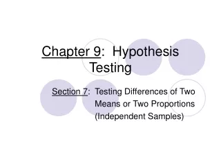 Chapter 9 :  Hypothesis Testing