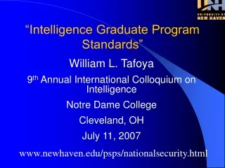 “Intelligence Graduate Program Standards”