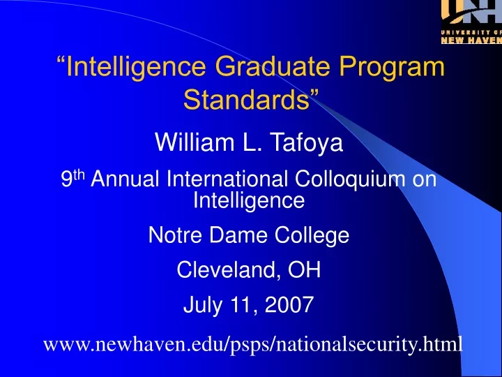 intelligence graduate program standards
