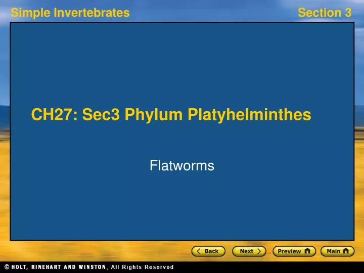 ch27 sec3 phylum platyhelminthes