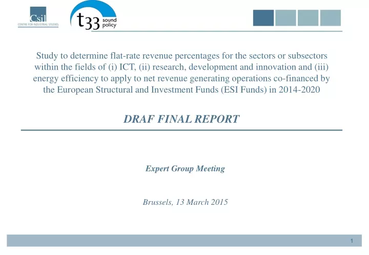 study to determine flat rate revenue percentages