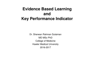 Evidence Based Learning  and  Key Performance Indicator