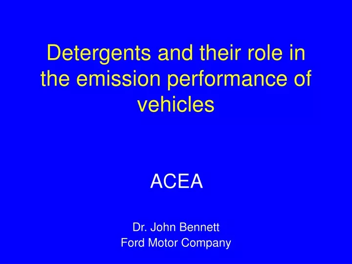 detergents and their role in the emission performance of vehicles