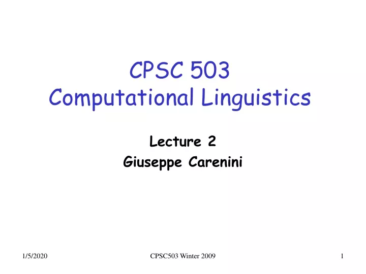 cpsc 503 computational linguistics