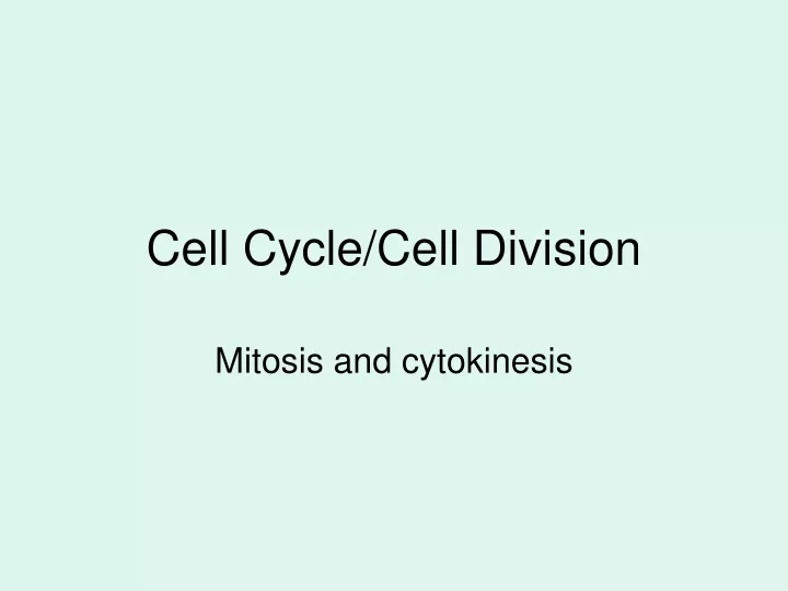 cell cycle cell division