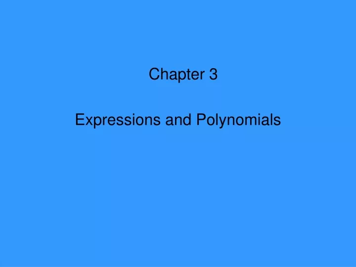 chapter 3 expressions and polynomials
