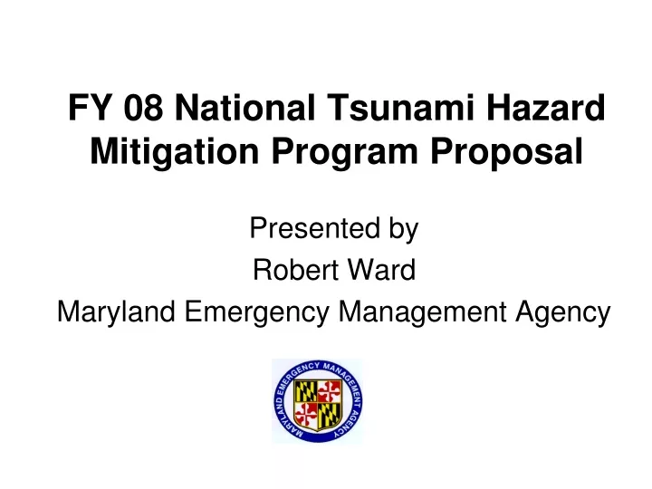 fy 08 national tsunami hazard mitigation program proposal