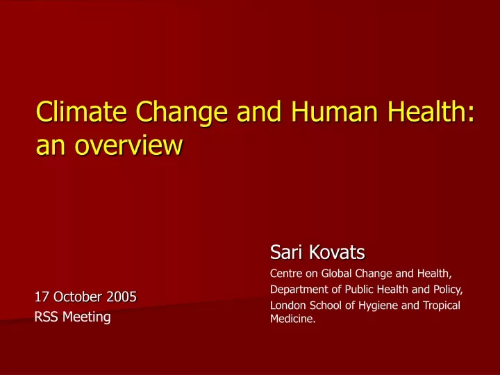 climate change and human health an overview