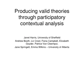Producing valid theories through participatory contextual analysis