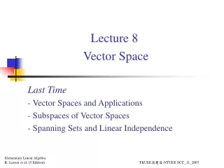 Lecture 8  Vector Space