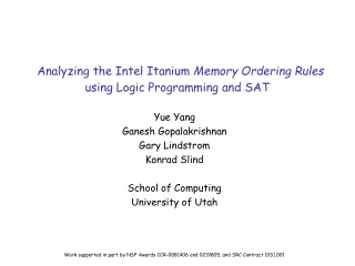 Analyzing the Intel Itanium  Memory Ordering Rules using Logic Programming and SAT