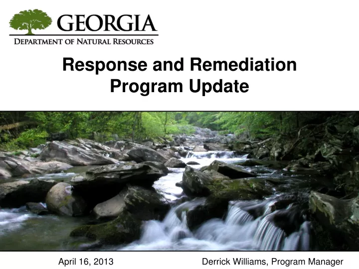 response and remediation program update