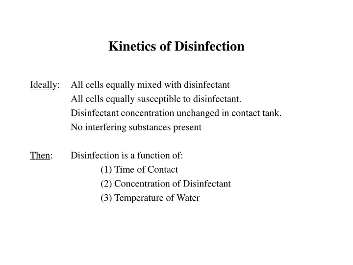 kinetics of disinfection