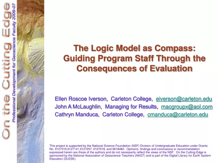 the logic model as compass guiding program staff through the consequences of evaluation