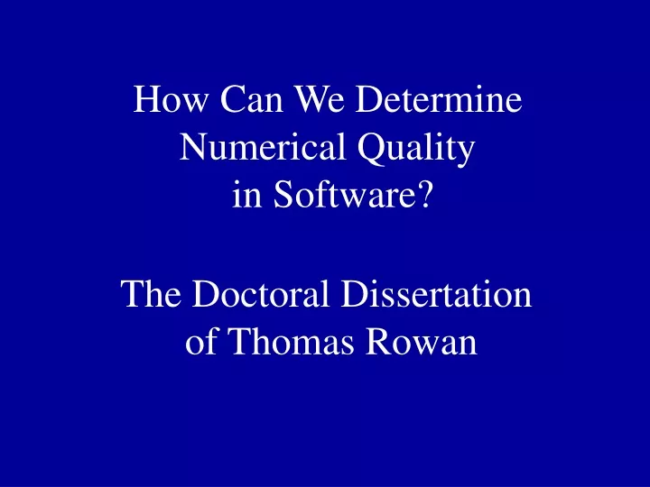 how can we determine numerical quality in software