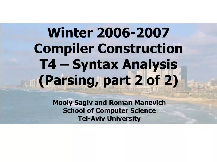 winter 2006 2007 compiler construction t4 syntax