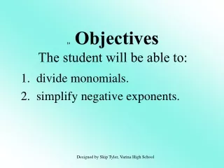 1#  Objectives The student will be able to: