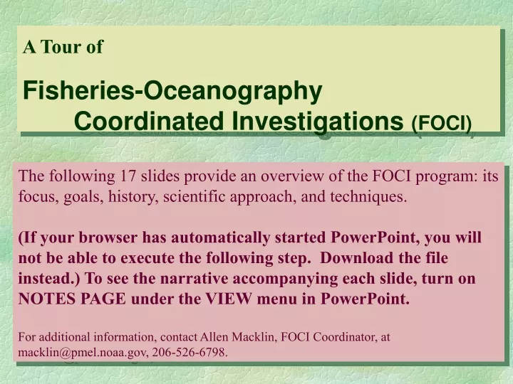 a tour of fisheries oceanography coordinated