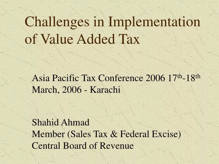 challenges in implementation of value added tax