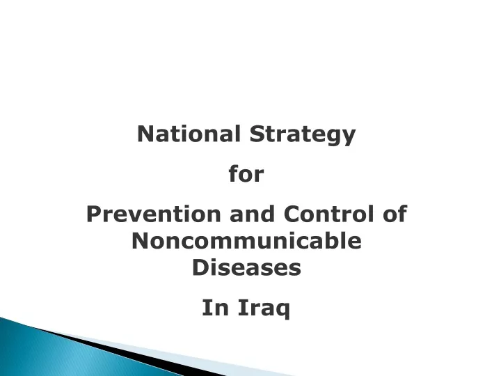 national strategy for prevention and control