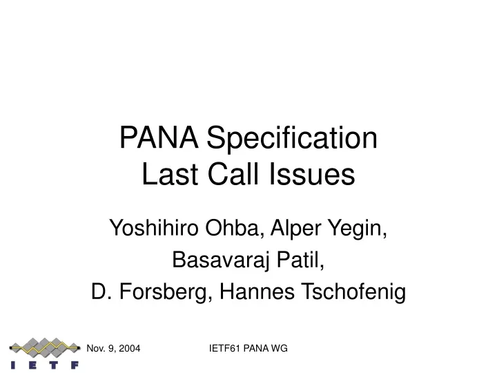 pana specification last call issues