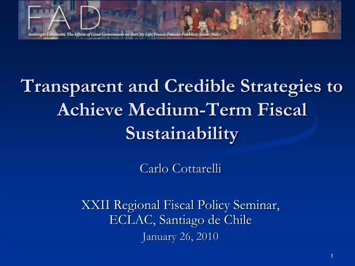 transparent and credible strategies to achieve medium term fiscal sustainability
