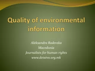 Quality of environmental information