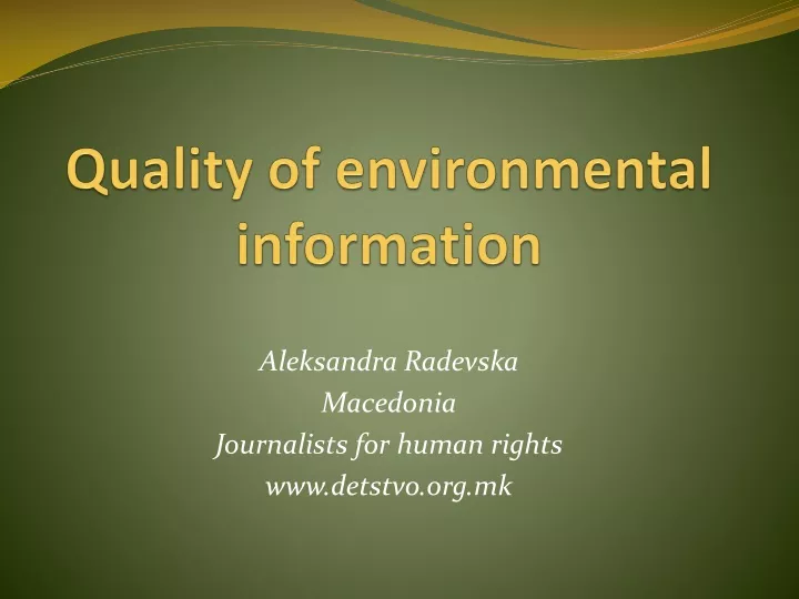 quality of environmental information