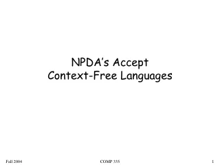 NPDA’s Accept  Context-Free Languages