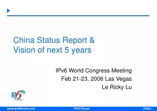 China Status Report &amp;  Vision of next 5 years