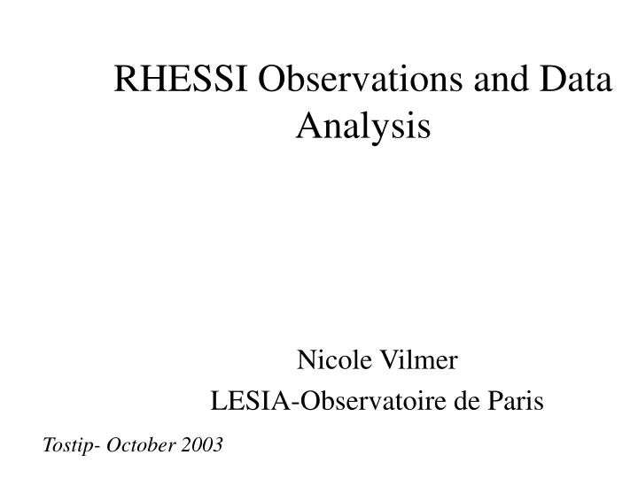 rhessi observations and data analysis