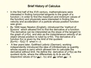 Brief History of Calculus