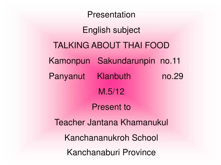 presentation english subject talking about thai
