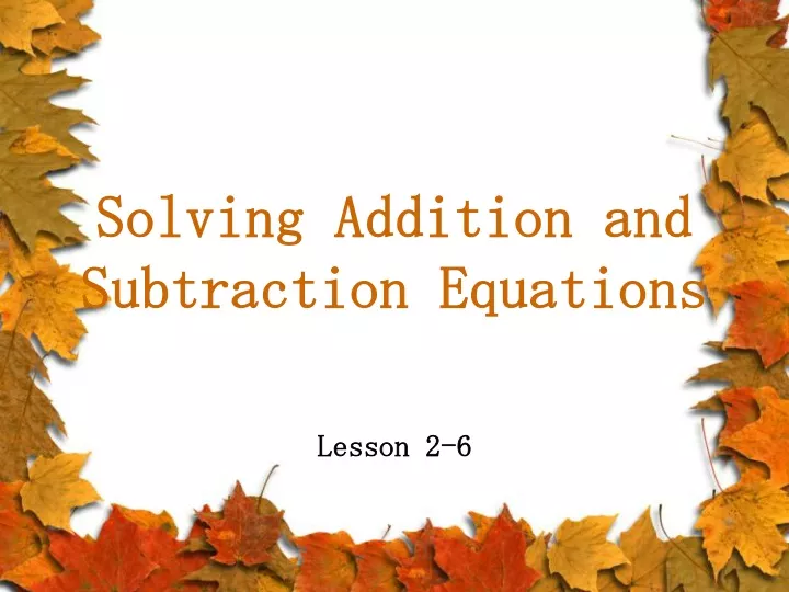 solving addition and subtraction equations