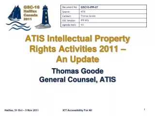 ATIS Intellectual Property Rights Activities 2011 –  An Update
